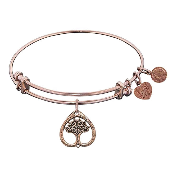 Angelica Collection Silver Tree Of Life Charm Expandable Bangle Bracelet